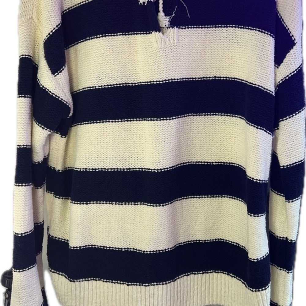 LOFT Sweater in Navy and Cream Stripes